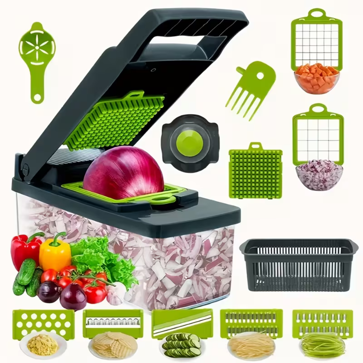 Kitchen Vegetable Chopper – 12-in-1 Dicer