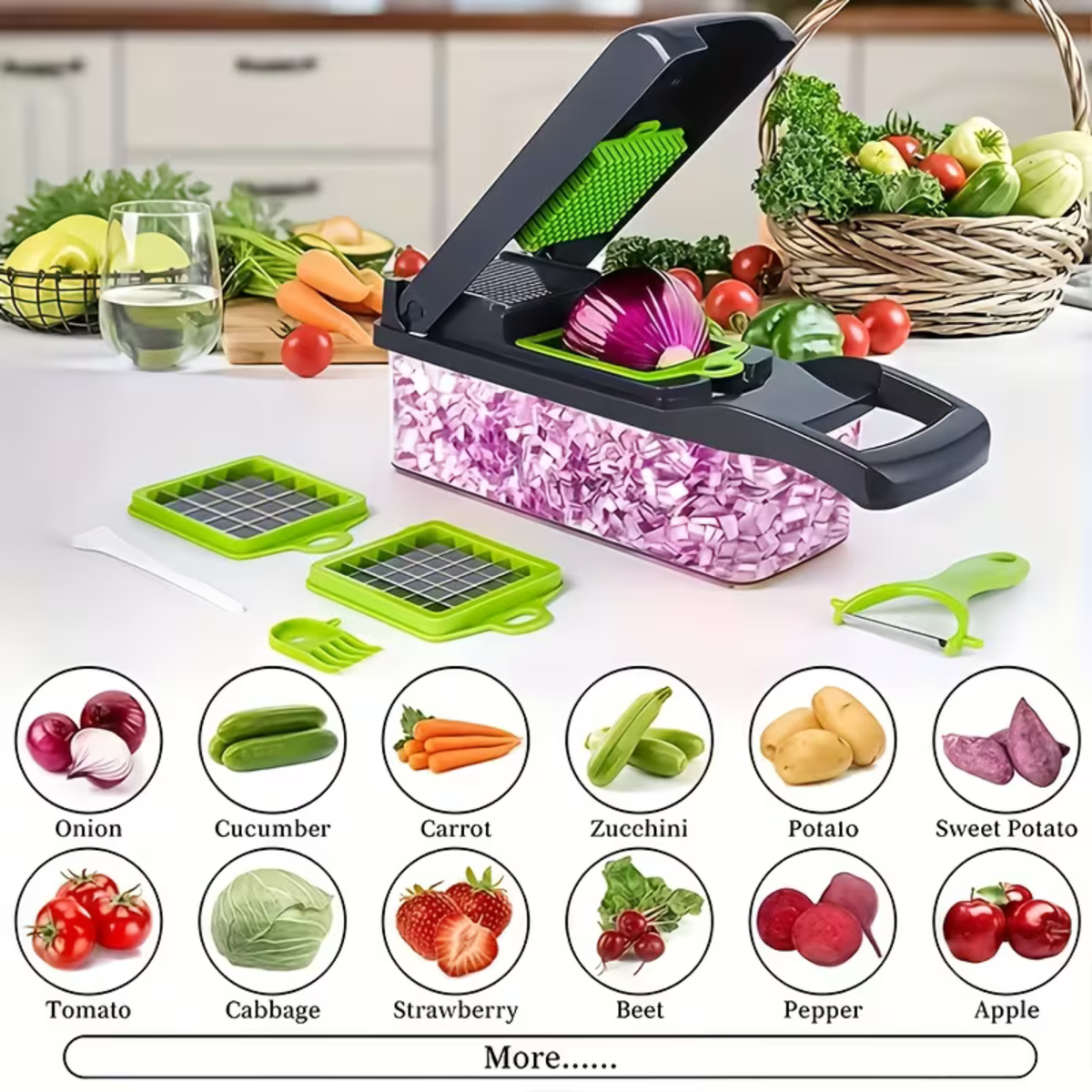 Kitchen Vegetable Chopper – 12-in-1 Dicer
